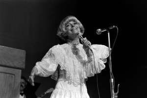 Carol Channing at the reception celebrating the renovation of the Lyndon Baines Johnson Library, 1982.
