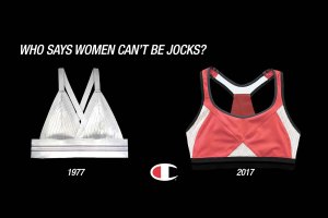 1977 vs. 2017 Champion JogBra ad.