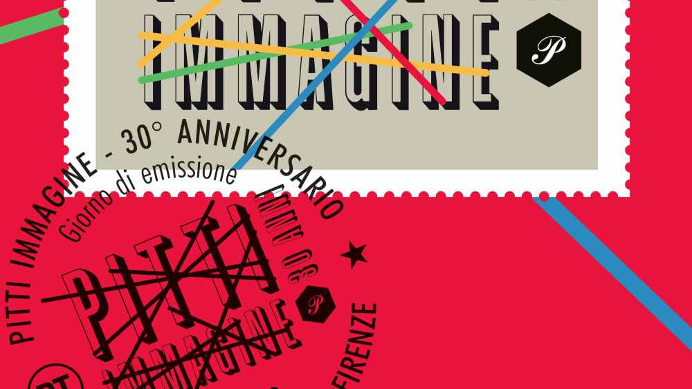 The postage stamp celebrating Pitti Immagine's 30th anniversary.