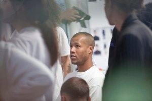 Heron Preston shooting looks for his fall men’s show.