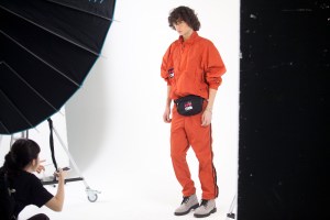 Heron Preston shooting looks for his fall men’s show.