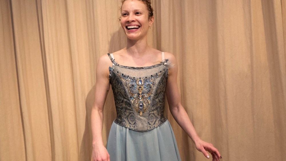NYCB Soloist Lauren King in a costume fitting for Tschaikovsky Piano Concerto No. 2.
