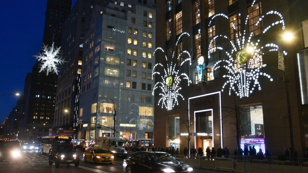 Tiffany & Co. Christmas Lights on 57th Street and 5th avenue in New York.Manhattan Christmas Decorations, New York, USA - 07 Dec 2018