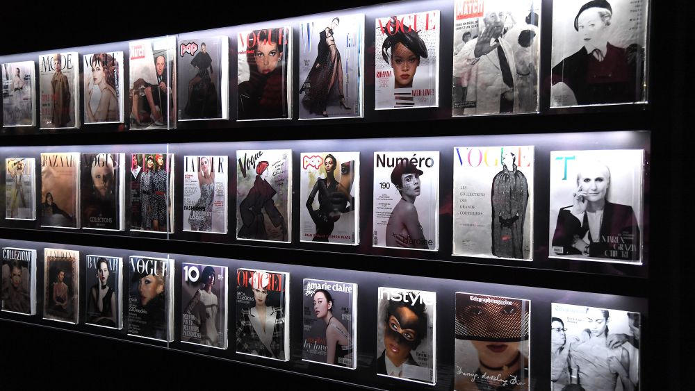 Magazines on displayChristian Dior: Designer of Dreams exhibition, V&A museum, London, UK - 30 Jan 2019