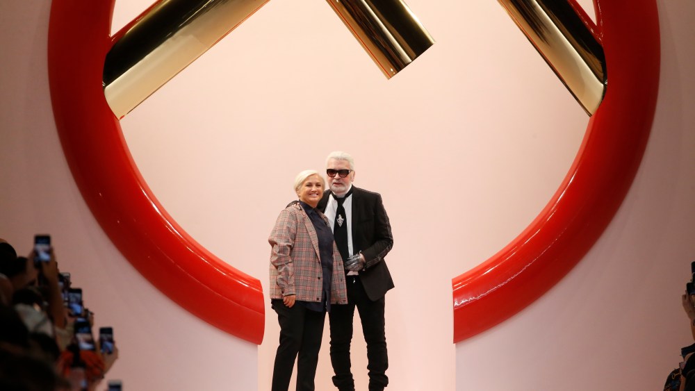 Silvia Venturini Fendi and Karl Lagerfeld on the catwalkFendi show, Runway, Spring Summer 2019, Milan Fashion Week, Italy - 20 Sep 2018