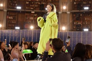 Rihanna on the runway at Fenty Puma by Rihanna RTW Fall 2017 in Paris.