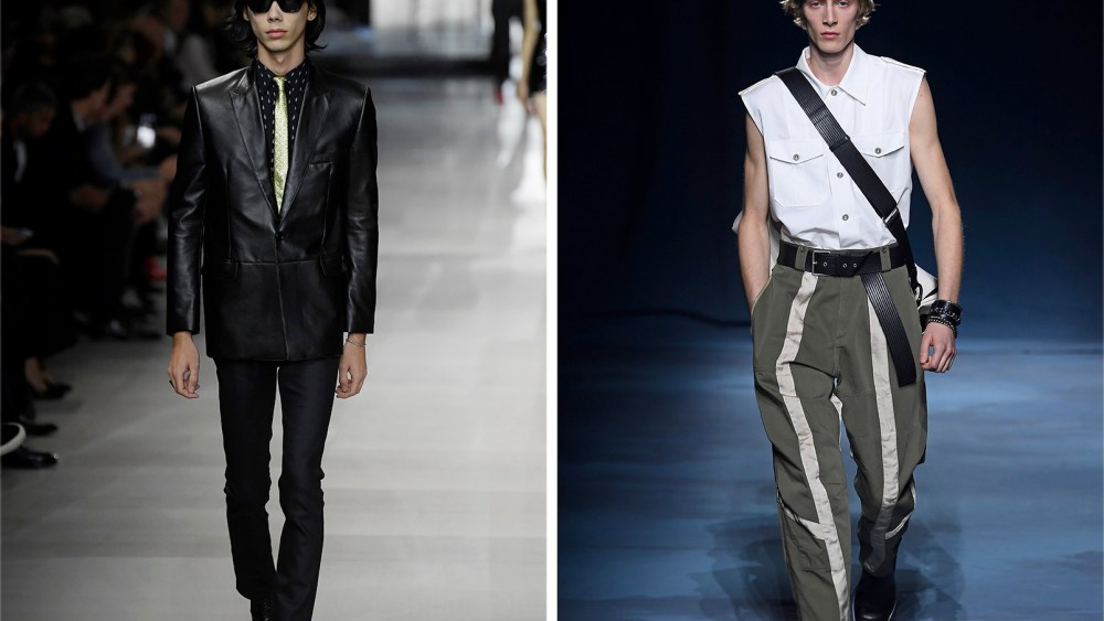 (From left) A men’s look from Celine’s spring 2019 collection and a men’s look from Givenchy’s spring 2019 collection.