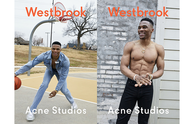 Russell Westbrook in the Acne Studios spring campaign.