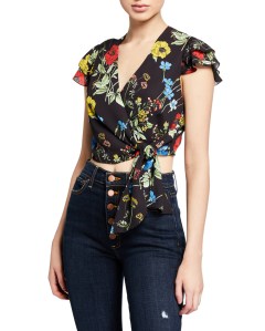 Alice and Olivia NMX Zabel Cropped Wrap Top