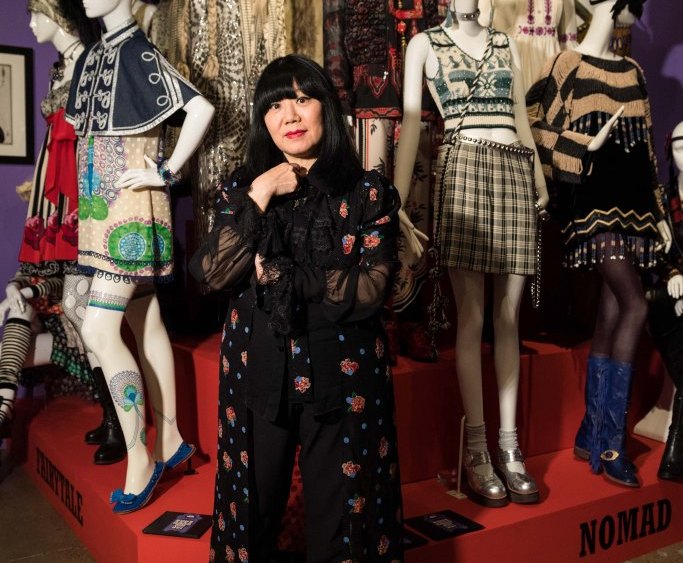 Anna Sui at her exhibit at the Fashion and Textile Museum in London.