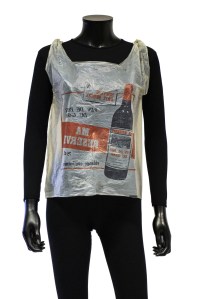 Top made from plastic supermarket bag from Maison Martin Margiela’s spring 1990 collection.