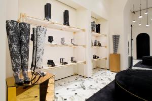 A view of the Balmain store on Rue Saint Honoré in Paris