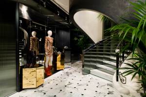 A view of the Balmain store on Rue Saint Honoré in Paris
