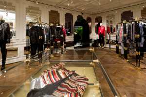 A view of the Balmain store on Rue Saint Honoré in Paris