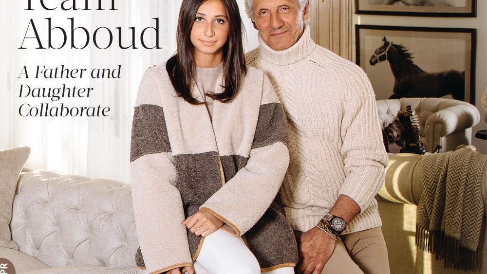 Joseph Abboud and his daughter Ari on the cover of Bedford Magazine.
