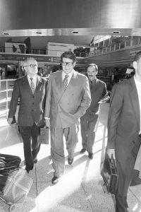 Pierre Berg (left) and Yves Saint Laurent
