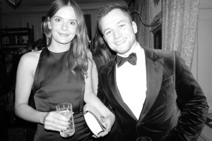 Emily Thomas and Taron Egerton at the Dunhill pre-BAFTA party