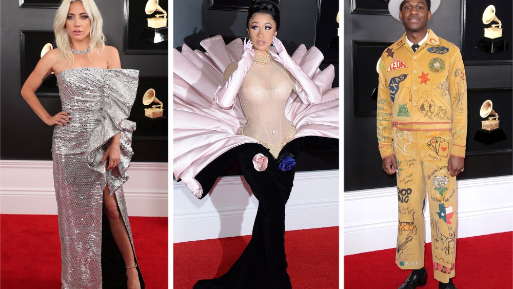 Lady Gaga wears Hadi Slimane for Celine, Cardi B wears vintage 1995 Thierry Mugler and Leon Bridges wears Bode.