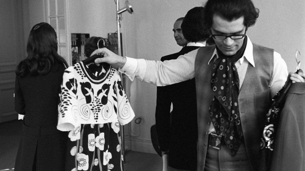 Karl Lagerfeld showing his fall 1969 collection for Chloé.