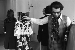 Karl Lagerfeld showing his fall 1969 collection for Chloé.