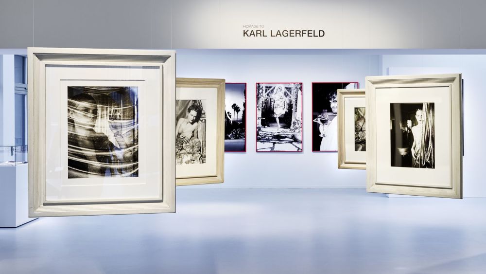A view of the Karl Lagerfeld photography retrospective at the Galerie Gmurzynska.