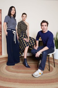 Laura Kim and Fernando Garcia with a model in a look from their fall 2019 collection.