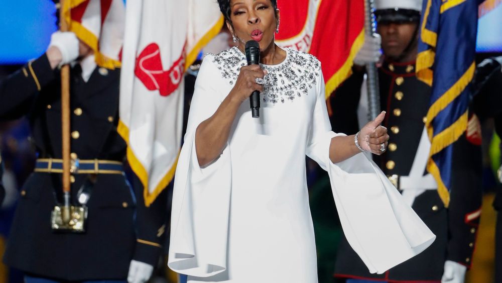 Gladys Knight sings 'The Star-Spangled Banner' on the field prior to Super Bowl LIII between the New England Patriots and the Los Angeles Rams at Mercedes-Benz Stadium in Atlanta, Georgia, USA, 03 February 2019.Super Bowl LIII, Atlanta, USA - 03 Feb 2019