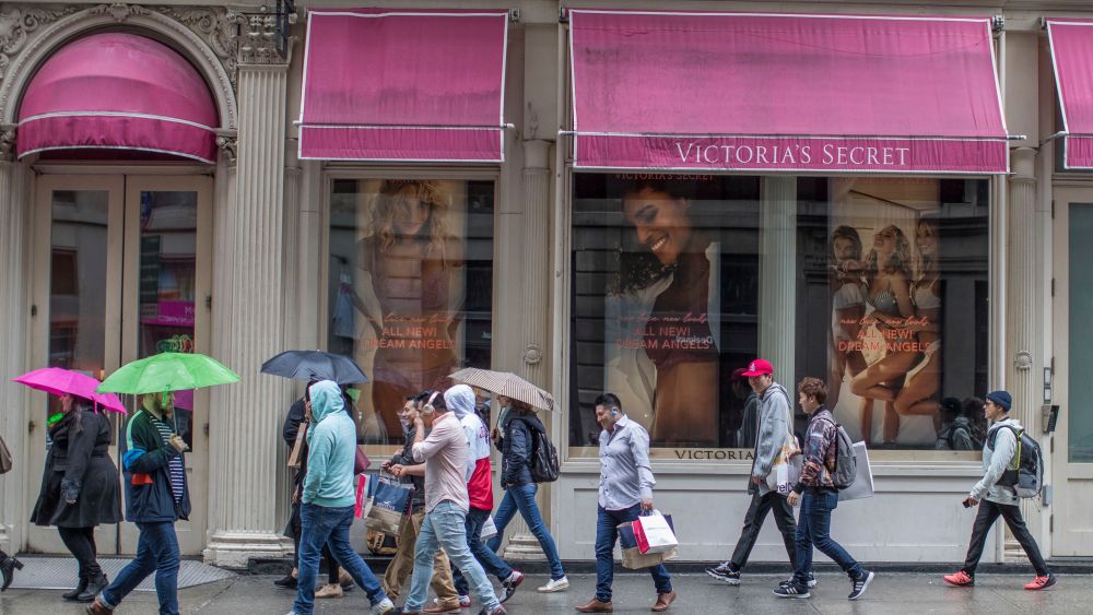Shoppers walk past the Victoria's Secret store on Broadway in the Soho neighborhood of New YorkEconomy, New York, USA - 04 Apr 2018