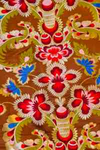 A hand-embroidered fabric at the Ratanshi Keraj booth.