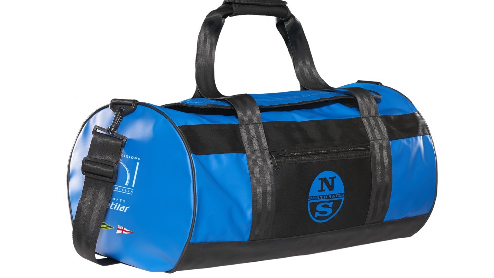 A North Sails duffle bag marking the sponsorship with the 151 Miglia-Trofeo Cetilar regatta.
