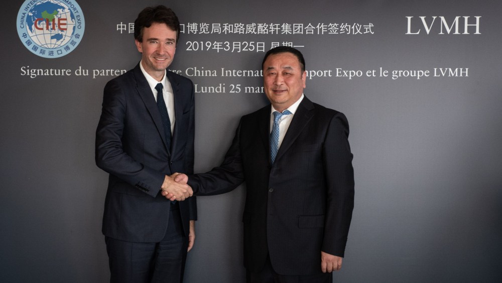 Antoine Arnault of LVMH and Sun Shanghai of CIIE