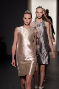 Model Lara Stone on the runway at Calvin Klein Collection's fall 2011 show.
Calvin Klein Collection Fall 2011 RTW, New York