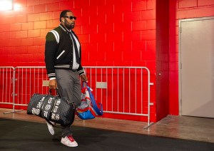 Carolina Panthers Trai Turner wearing Saint Laurent and Off White.