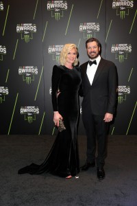 LAS VEGAS, NV - NOVEMBER 29:  Martin Truex Jr. and his girlfriend Sherry Pollex attend the Monster Energy NASCAR Cup Series Awards Celebration at the Wynn Las Vegas on November 29, 2018 in Las Vegas, Nevada.  (Photo by Chris Graythen/Getty Images)