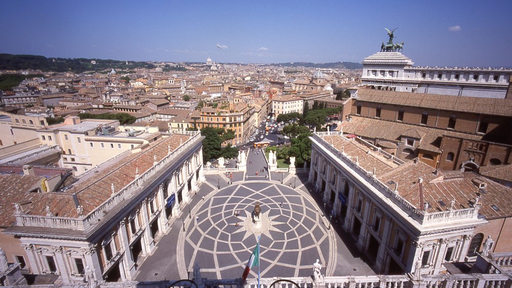 Piazza del Campidoglio dall'alto della Torre Campanaria, inv. Amb 10097