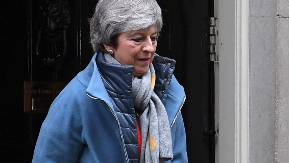 British Prime Minister Theresa May leaves 10 Downing Street following a meeting with her cabinet in London, Britain, 12 March 2019. British parliament will vote on British Prime Minister May's amended Brexit deal later in the day. Theresa May wants parliament to back her 'improved' withdrawalk agreement she has negotiated with the EU over the so-called 'backstop'. The United Kingdom is officially due to leave the European Union on 29 March 2019, two years after triggering Article 50 in consequence to a referendum.British MPs to vote on PM May's amended Brexit deal, London, United Kingdom - 12 Mar 2019
