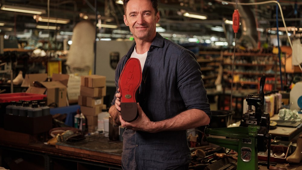 Hugh Jackman in the R.M. Williams factory.