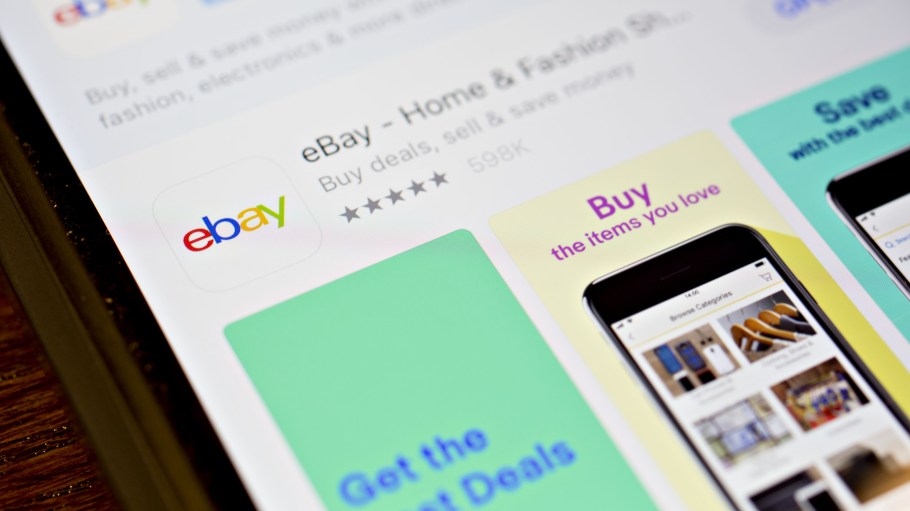 The eBay Inc. application is seen in the App Store on an Apple Inc. iPhone
