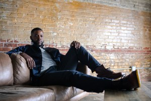 Todd Snyder's Japanese nylon bomber jacket and cotton sweater, Hanro's cotton T-shirt worn with Zegna's cotton jeans.