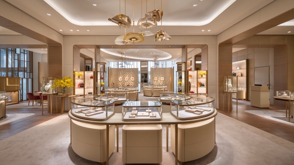 The interior of the Cartier store at Hudson Yards in New York City.