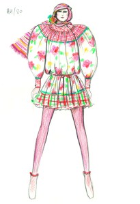 A patchwork garment sketch from fall-winter 1980.