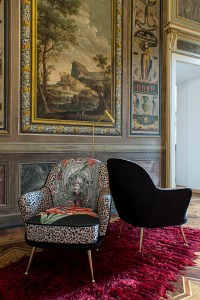 Designer Massimiliano Giornetti stretched his muscle with an exclusive and limited edition furniture collection realized in partnership with Florentine Artecornici Design. Drawing inspiration from Ottoman portraits and matching them to magnolia flowers, leopard prints and architectural drawings, Giornetti created signature prints, which adorned everything from cushions to a lacquered console table and armchairs, with a retro feel to them. “This project is about memory and the encounter between distant worlds, the East and the West,” said Giornetti of his hodgepodge of references, adding he wanted to telegraph the idea of “haute mobilier [couture furniture] in which fashion and design blend, seeking product uniqueness and aesthetic balance.” The designer, a previous Salvatore Ferragamo creative director, also revealed he’s gearing up to unveil a new fashion-related project in the near future.