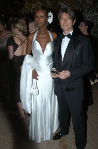(L-R) Model Iman and musician David Bowie attend the Costume Institute Benefit Gala: 'Party of the Year' at the Metropolitan Museum of Art in New York City.2003 Met Costume Institute Gala, New York