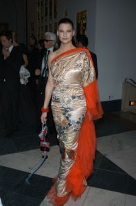 Model Linda Evangelista attends the 'Dangerous Liaisons: Fashion and Furniture in the 18th Century' Costume Institute gala at the Metropolitan Museum.
2004 Met Costume Institute Gala, New York