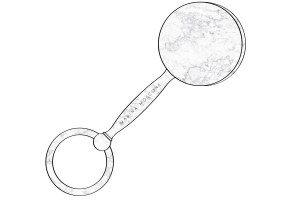 A marble royal teething rattle by Marina Moscone.