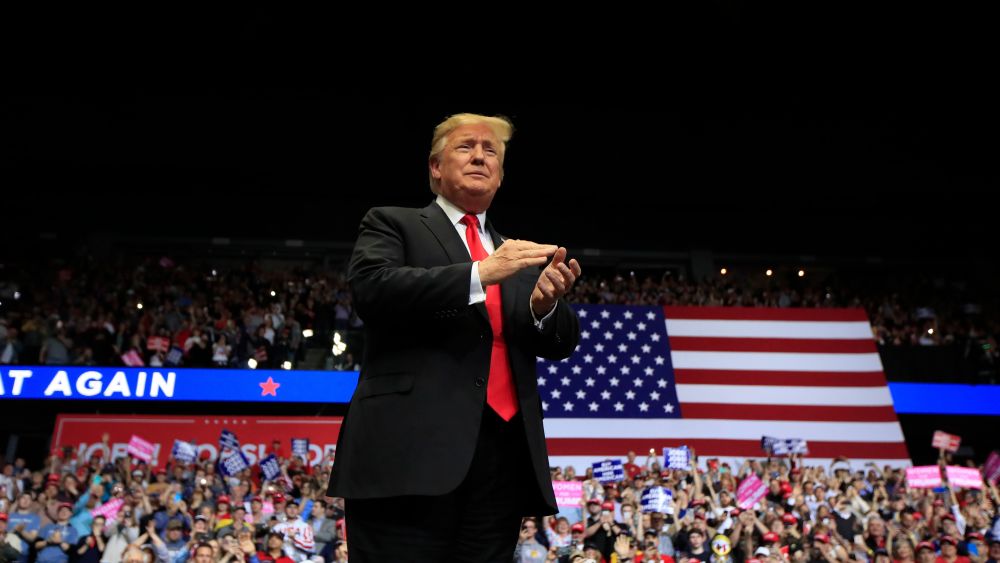 President Donald Trump speaks at a campaign rally in Grand Rapids, MichElection 2020 Trump, Grand Rapids, USA - 28 Mar 2019