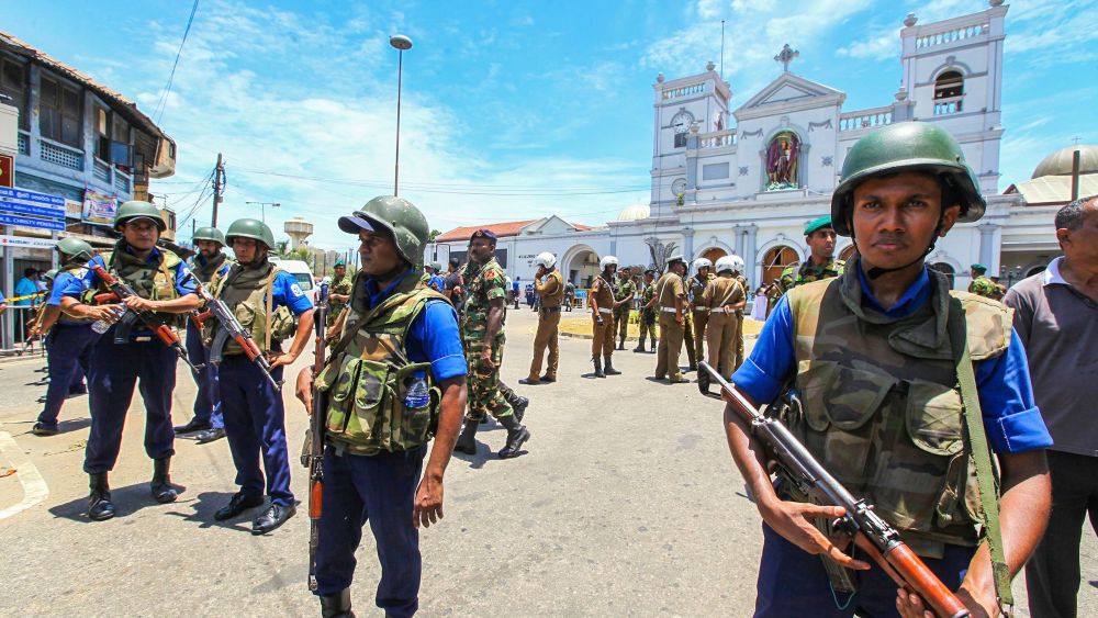 Sri Lankan Army soldiers secure the area around St. Anthony Shrine after a blast in Colombo, Sri Lanka, . More than hundred were killed and hundreds more hospitalized with injuries from eight blasts that rocked churches and hotels in and just outside of Sri Lanka's capital on Easter Sunday, officials said, the worst violence to hit the South Asian country since its civil war ended a decade agoSrl Lanka Church Blasts, Colombo, Sri Lanka - 21 Apr 2019