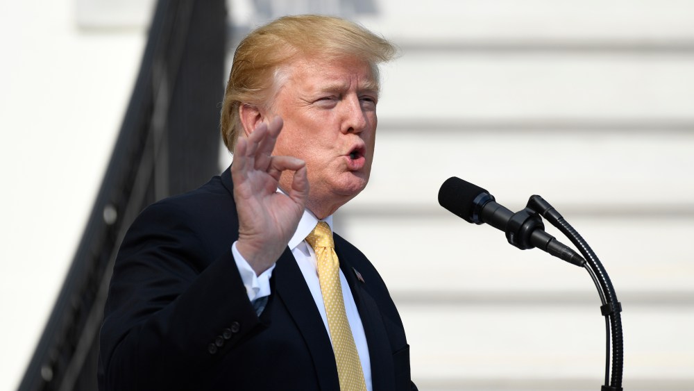 President Donald Trump speaks on the South Lawn of the White House in Washington, as part of the activities for Take Our Daughters and Sons to Work Day at the White HouseTrump, Washington, USA - 25 Apr 2019