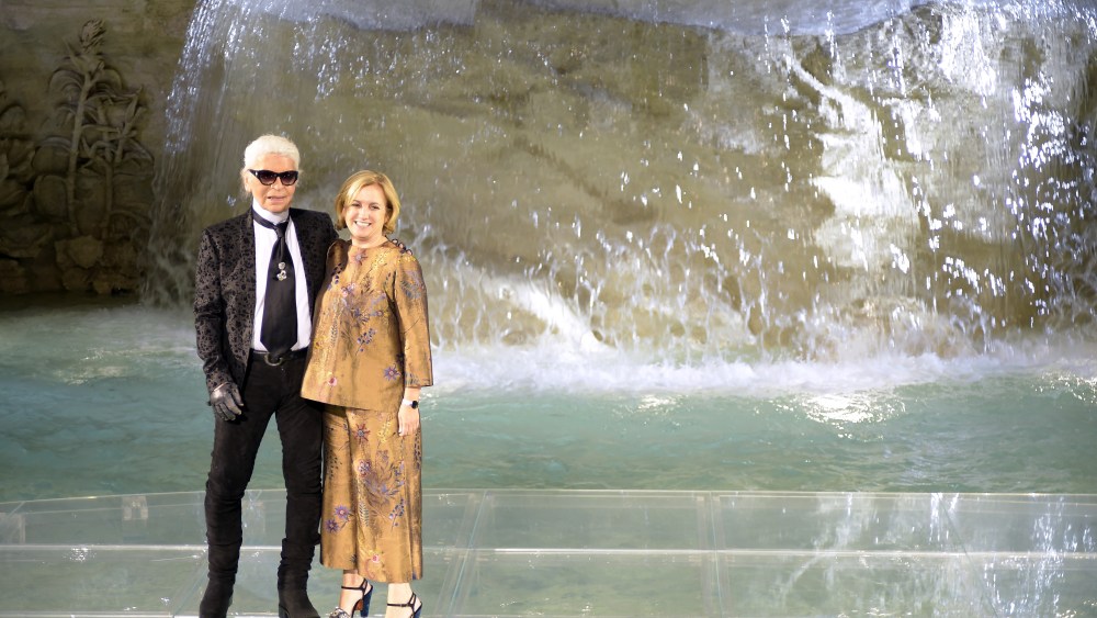 Karl Lagerfeld and Silvia Venturini Fendi on the catwalkFendi 90th anniversary catwalk show and dinner, Trevi Fountain, Rome, Italy - 07 Jul 2016