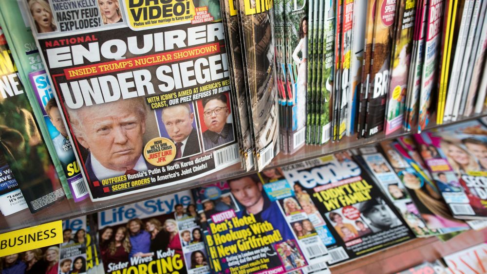 An issue of the National Enquirer featuring President Donald Trump on it's cover is seen at a store in New YorkNational Enquirer, New York, USA - 12 Jul 2017